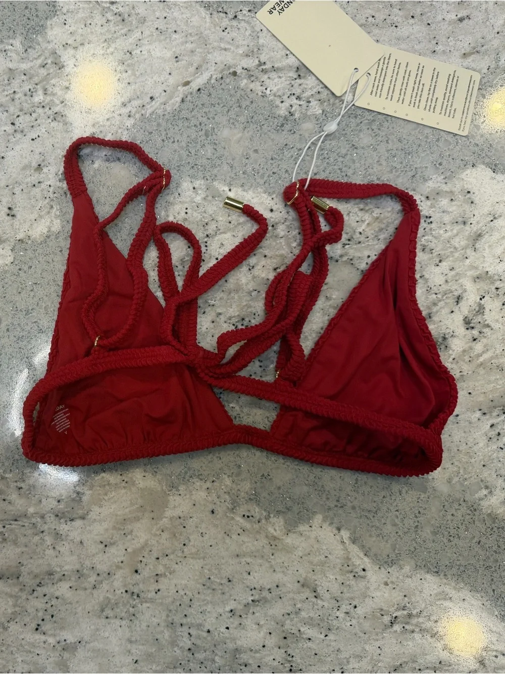 Monday Swimwear Barbados Top in Cherry Crinkle Size V